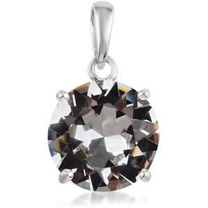 White Chrystal Solitaire In Sterling Silver Pendant